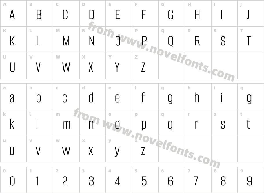Alumni Sans LightCharacter Map