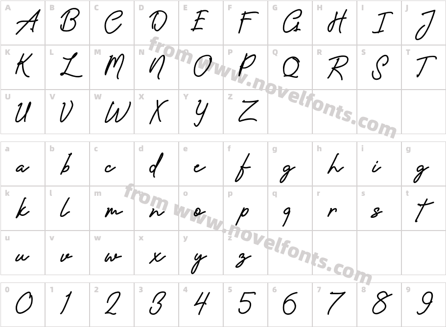 Amanda Signature RegularCharacter Map