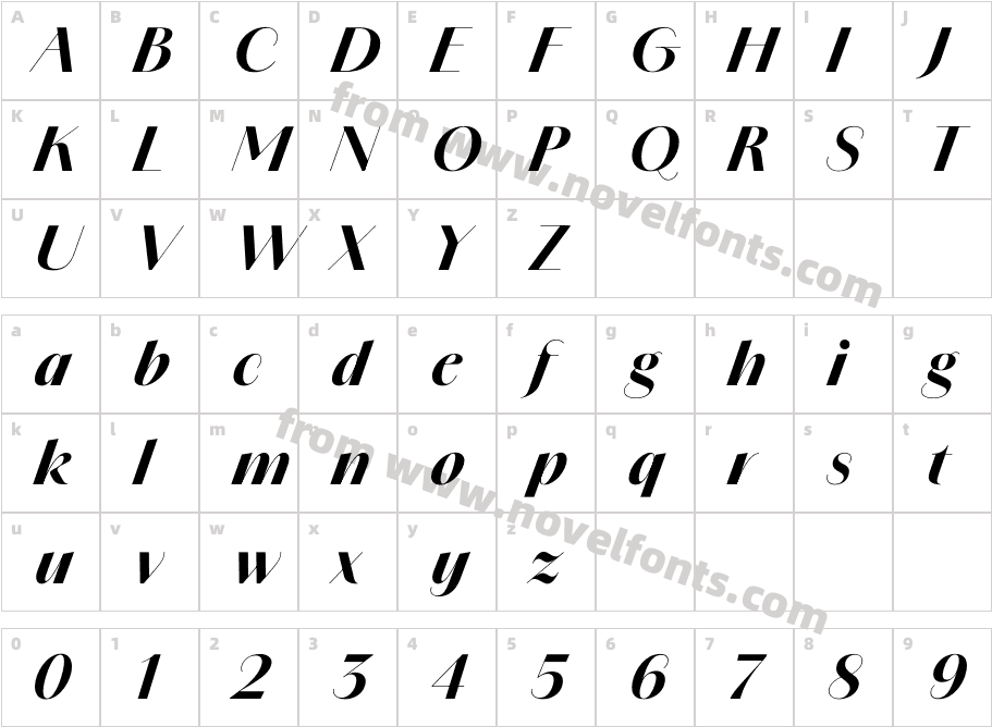 Amandine Bold ItalicCharacter Map