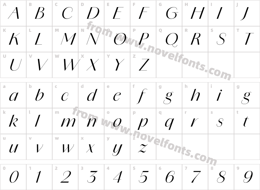 Amandine ItalicCharacter Map