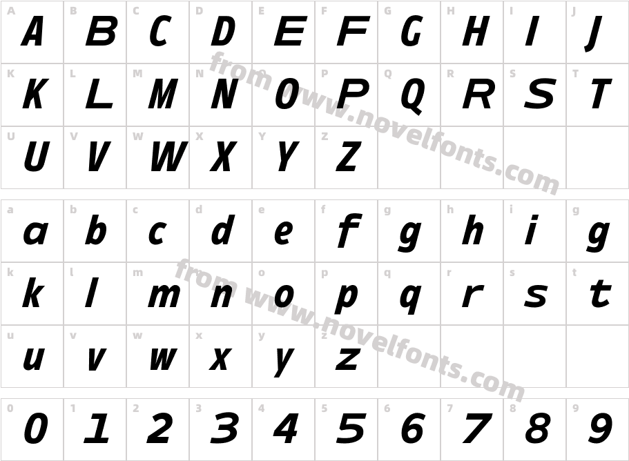 Ambiguity Radical Bold ItalicCharacter Map