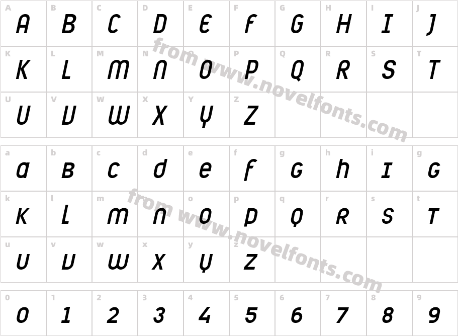 Ambule Oblique ItalicCharacter Map