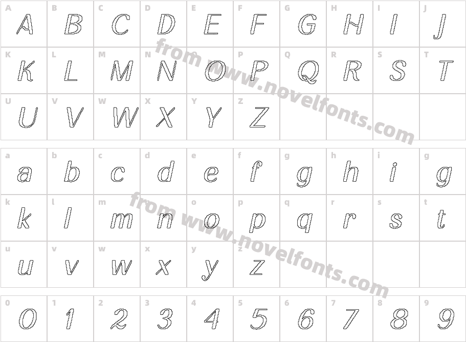 Ameda Pixel OutlineCharacter Map