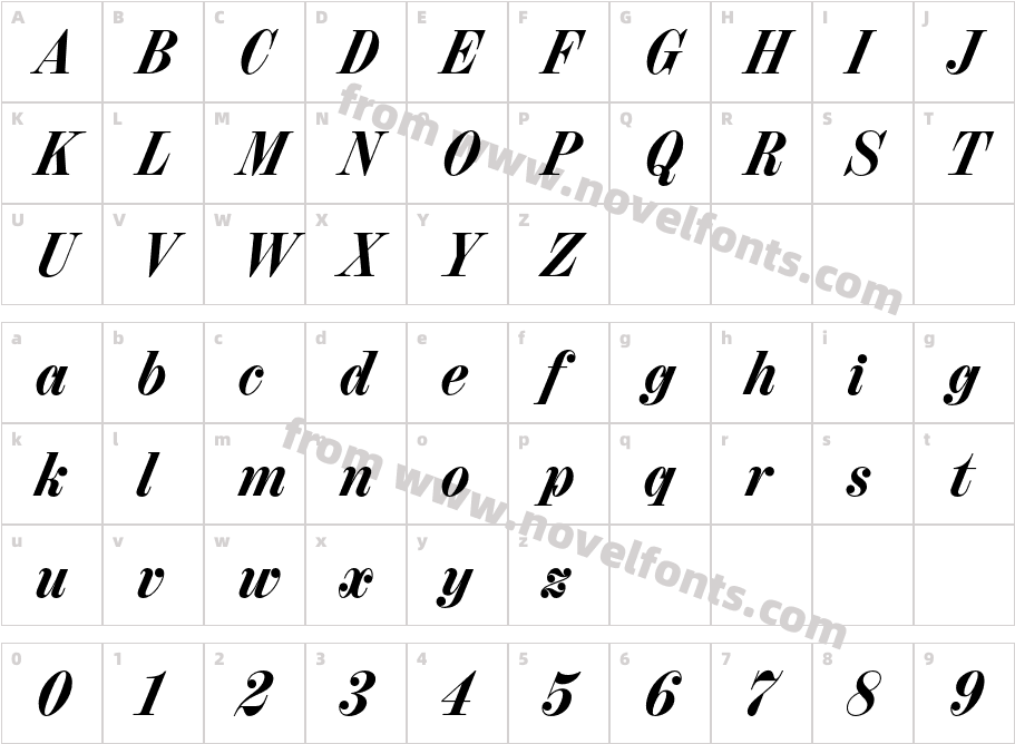 Amen Display Bold ItalicCharacter Map