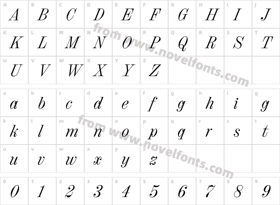 Amen Display Thin ItalicCharacter Map