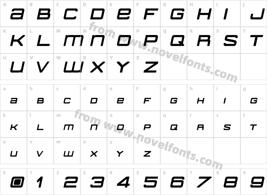 American Sensation Bold ItalicCharacter Map