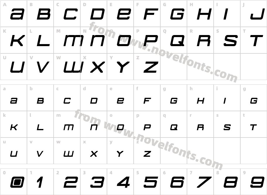 American Sensation Bold ItalicCharacter Map