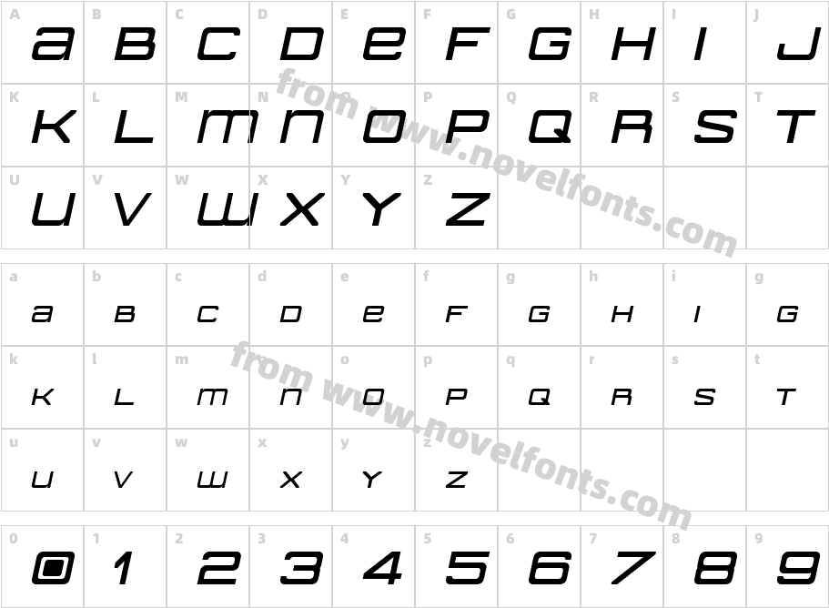 American Sensation ItalicCharacter Map