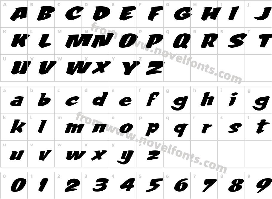 LHF Fat Tony ItalicCharacter Map