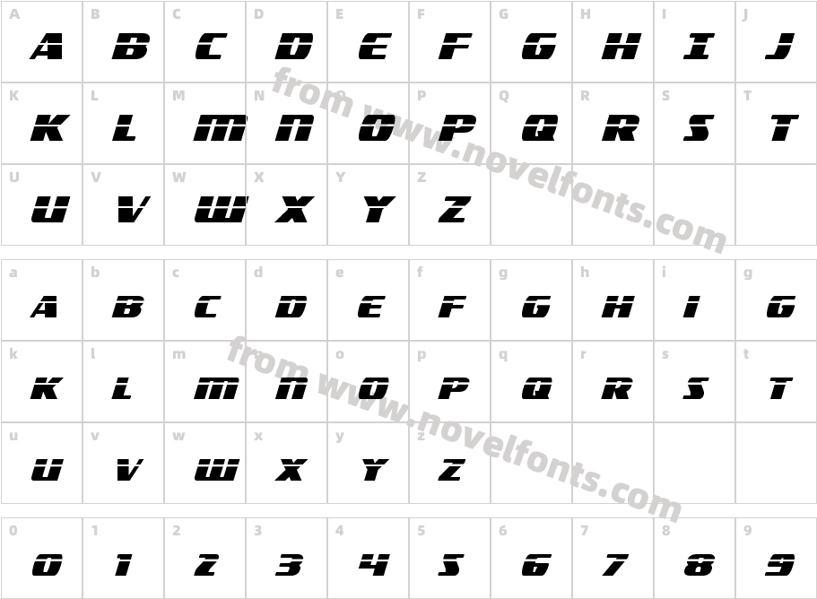 Americorps Laser CondensedCharacter Map