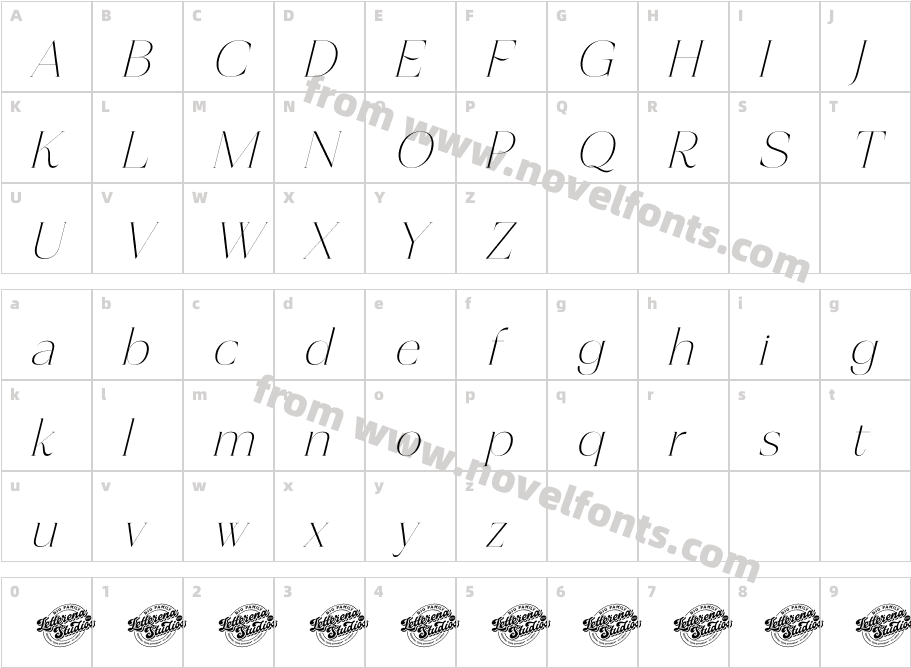 Amethys Mistralit Italic DEMO V ItalicCharacter Map