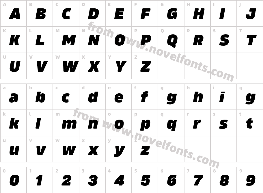 Amfibia Black ItalicCharacter Map