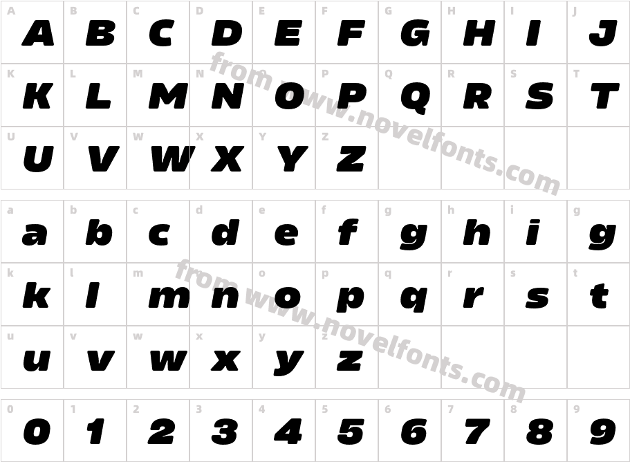 Amfibia Black Wide ItalicCharacter Map