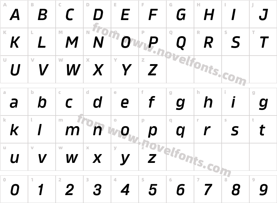 Amfibia Demi Bold ItalicCharacter Map