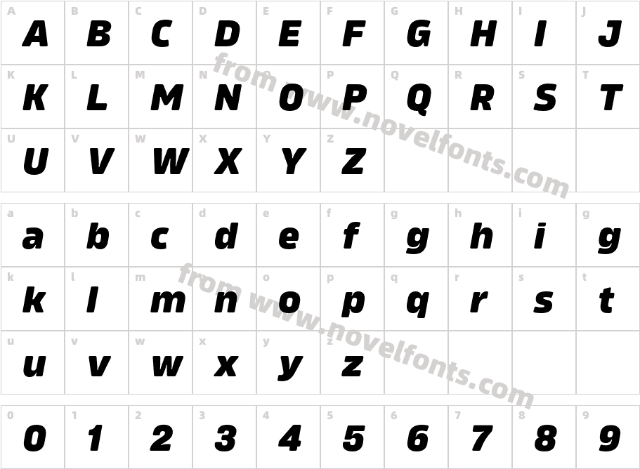 Amfibia Extra Bold ItalicCharacter Map