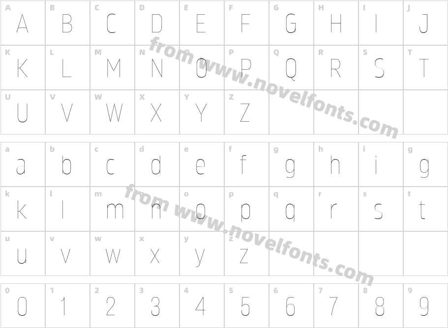 Amfibia Hairline CondensedCharacter Map