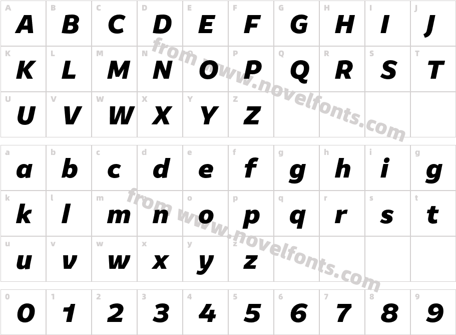 Amifer Extra Bold ItalicCharacter Map