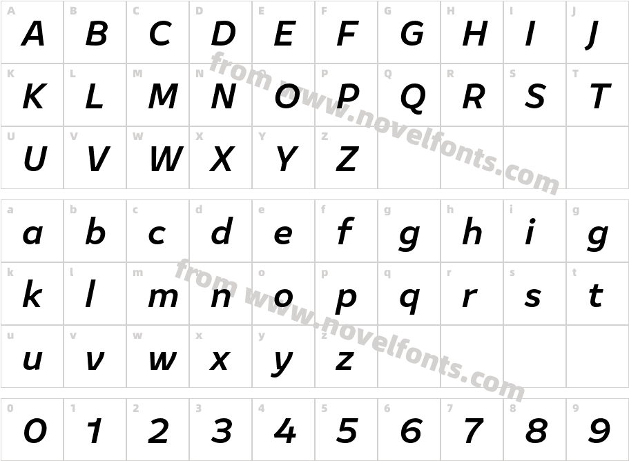 Amifer Medium ItalicCharacter Map