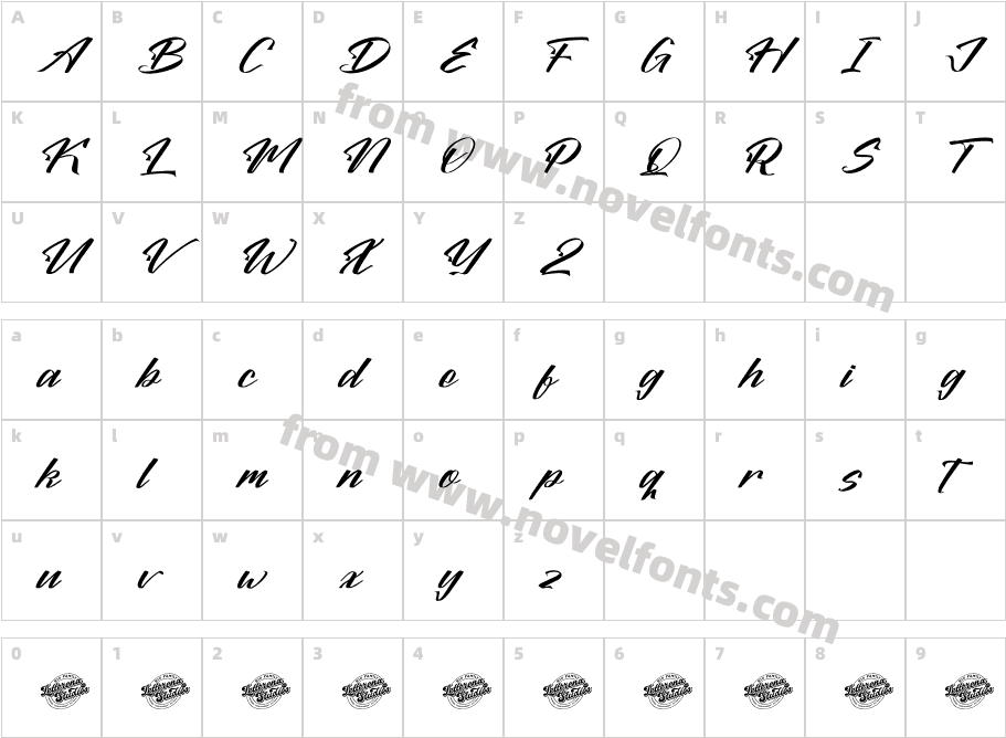 Amladen Bohiga DEMO VERSION ItalicCharacter Map