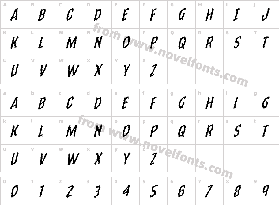 Ampire Warped ItalicCharacter Map