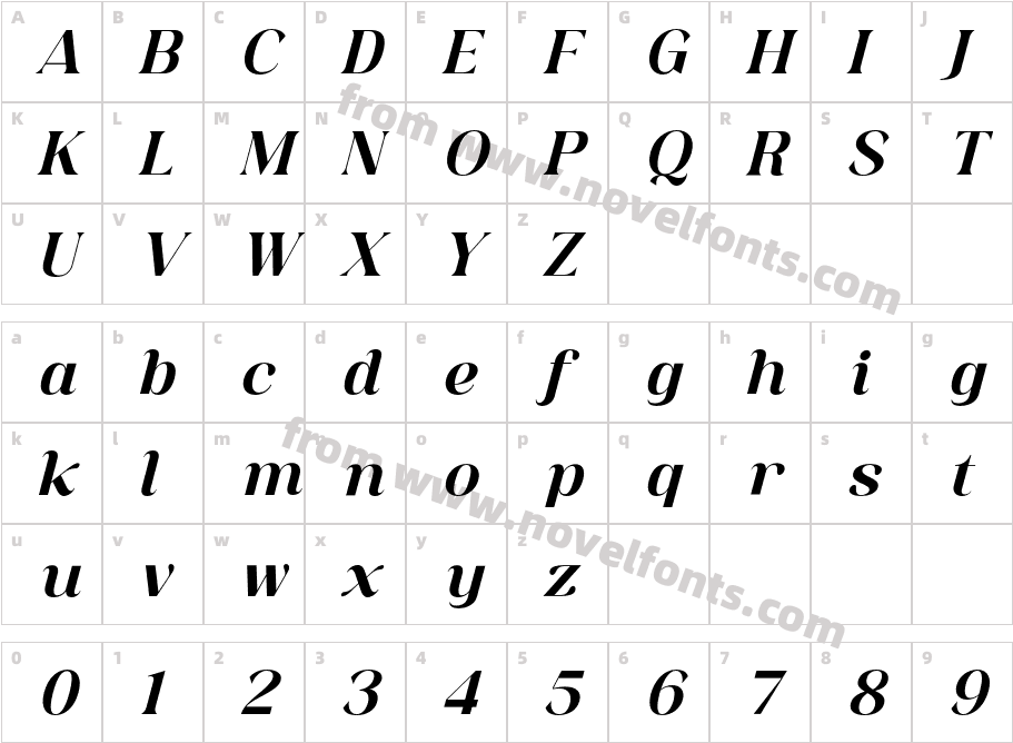 Anabae Bold ItalicCharacter Map