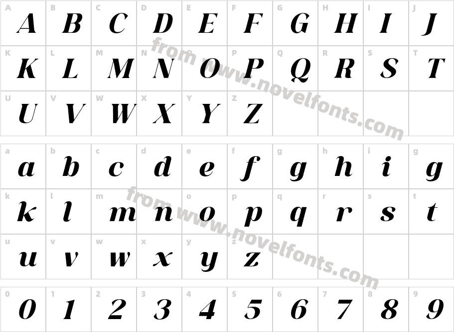 Anabae Extra Bold ItalicCharacter Map