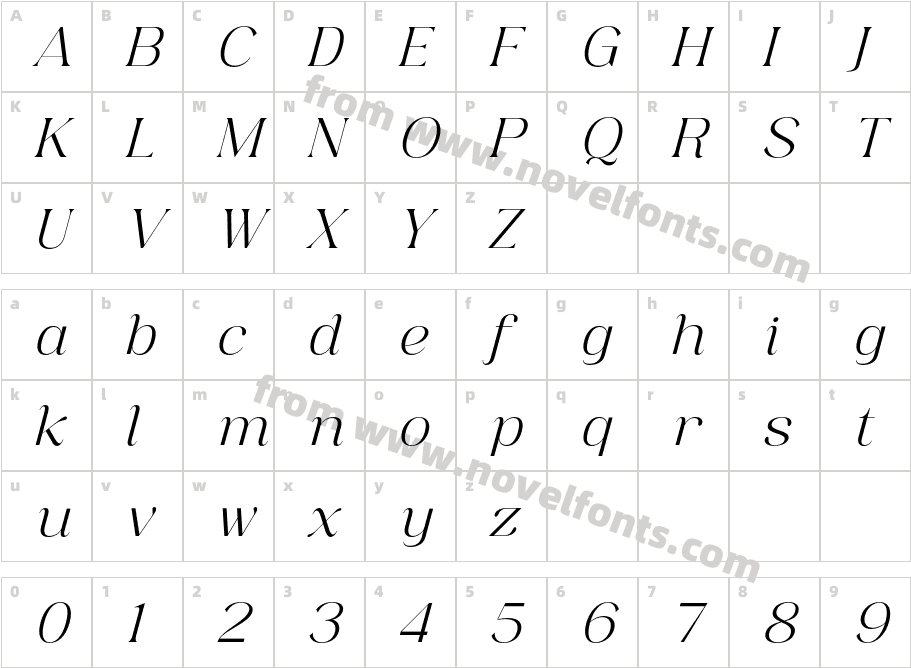 Anabae ItalicCharacter Map