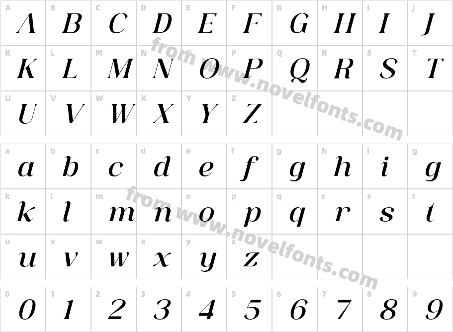 Anabae Semibold ItalicCharacter Map