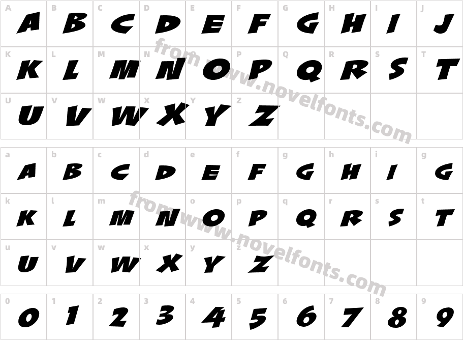 LHF Splash ItalicCharacter Map