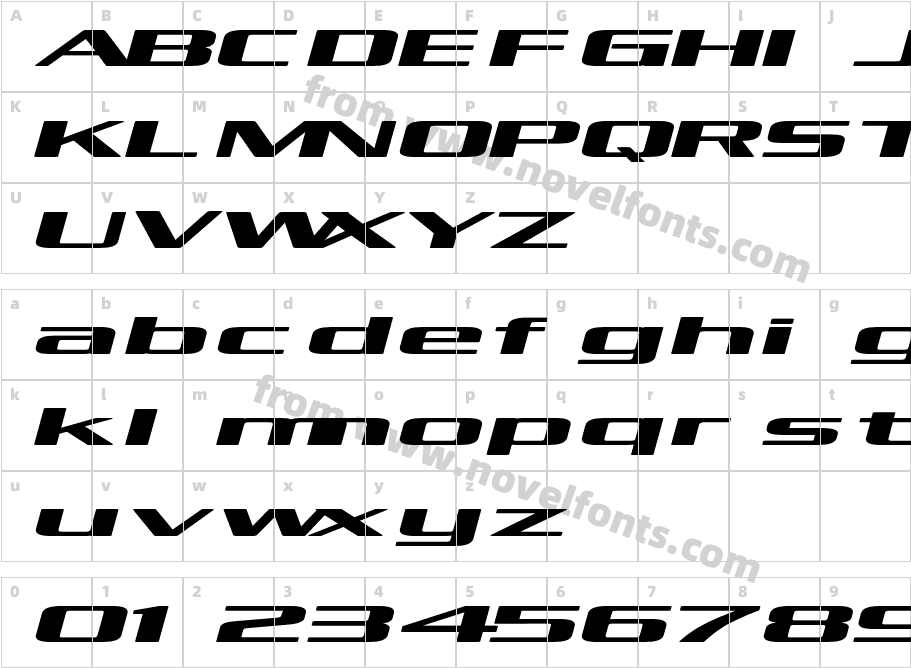 Andrik Bold italic wideCharacter Map