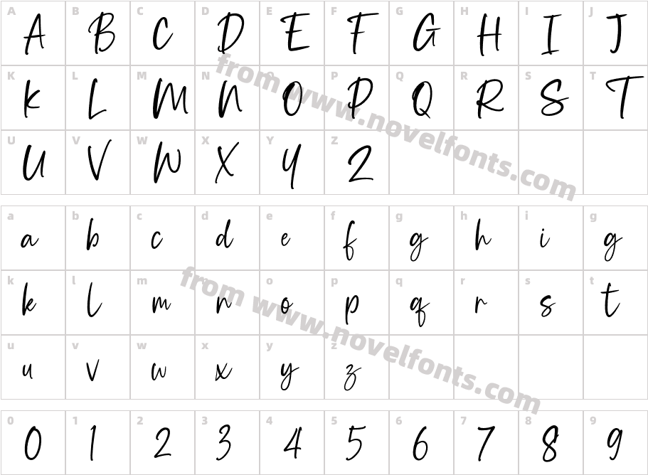 Andutione Handwritten RegularCharacter Map