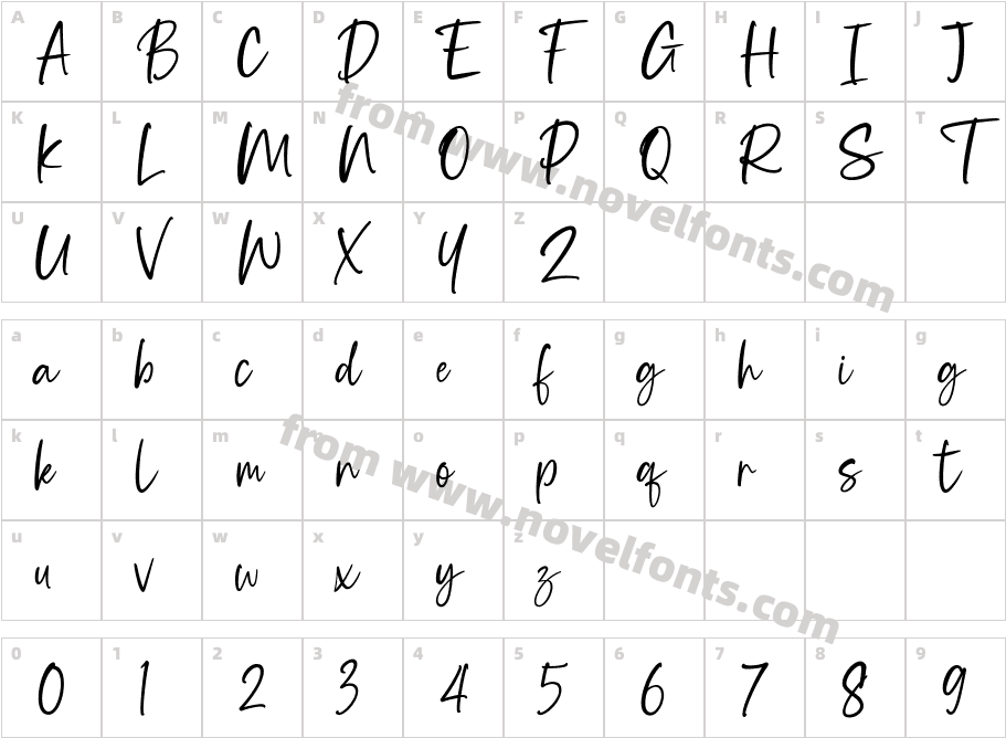 Andutione Handwritten RegularCharacter Map