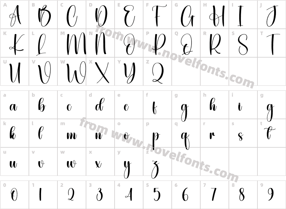Angista RegularCharacter Map
