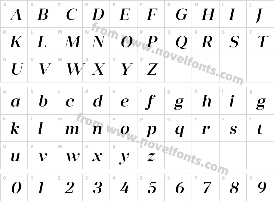 Anglecia Pro Display Medium ItalicCharacter Map