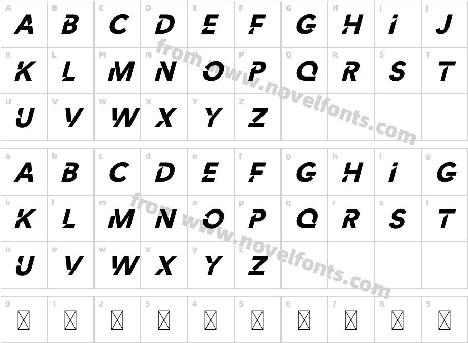 Angled ItalicCharacter Map