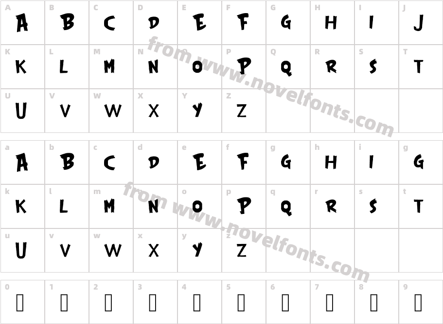 Angry Font New RegularCharacter Map