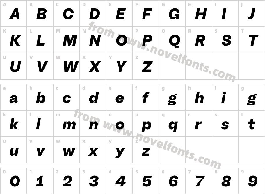 Another Grotesk W05 Bold ItalicCharacter Map