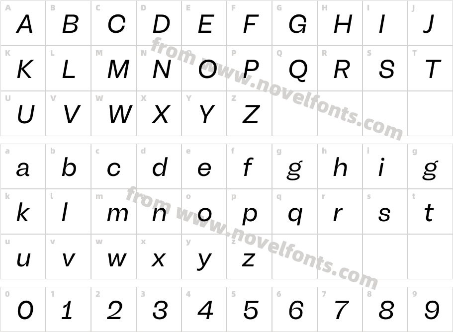 Another Grotesk W05 ItalicCharacter Map
