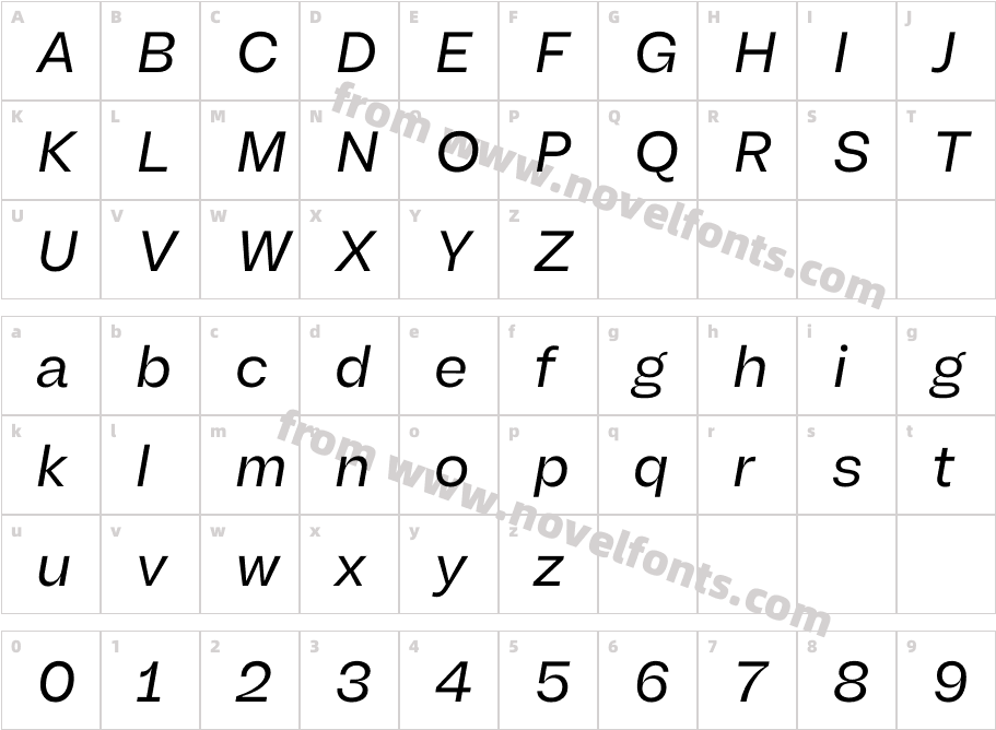 Another Grotesk W05 Text ItalicCharacter Map