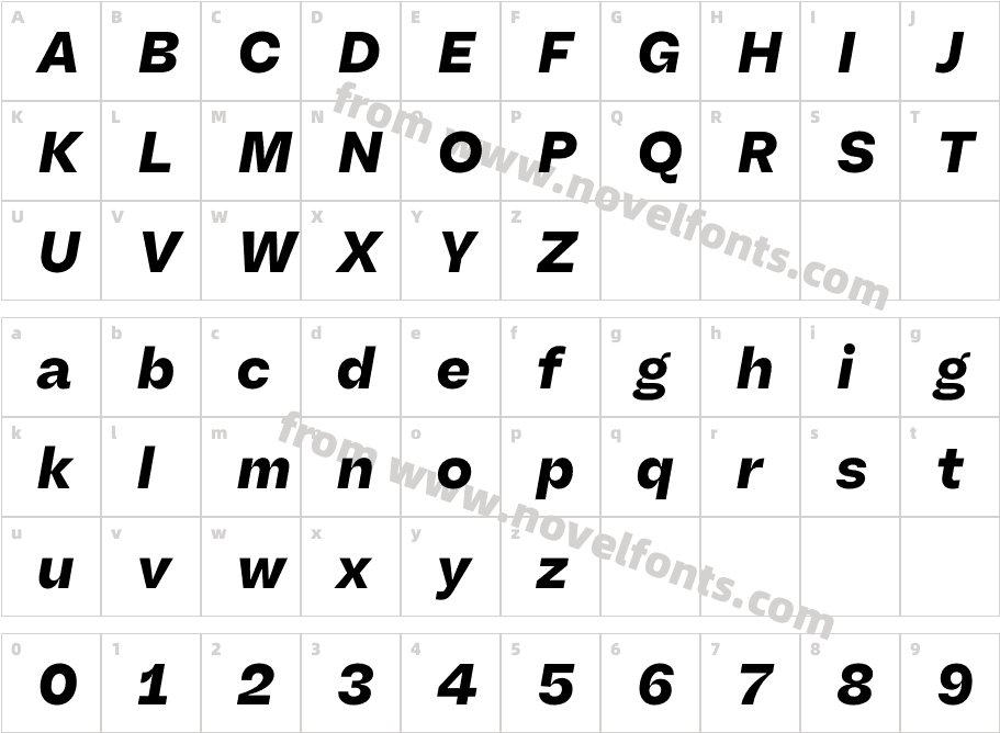 Another Grotesk W05 Txt Bold ItCharacter Map