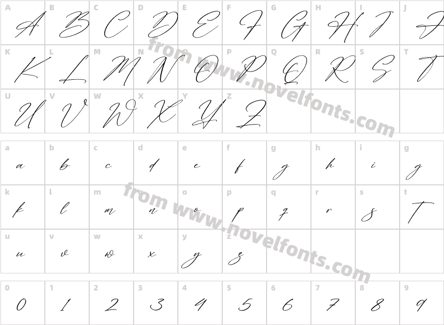Antariskalia Signature ItalicCharacter Map