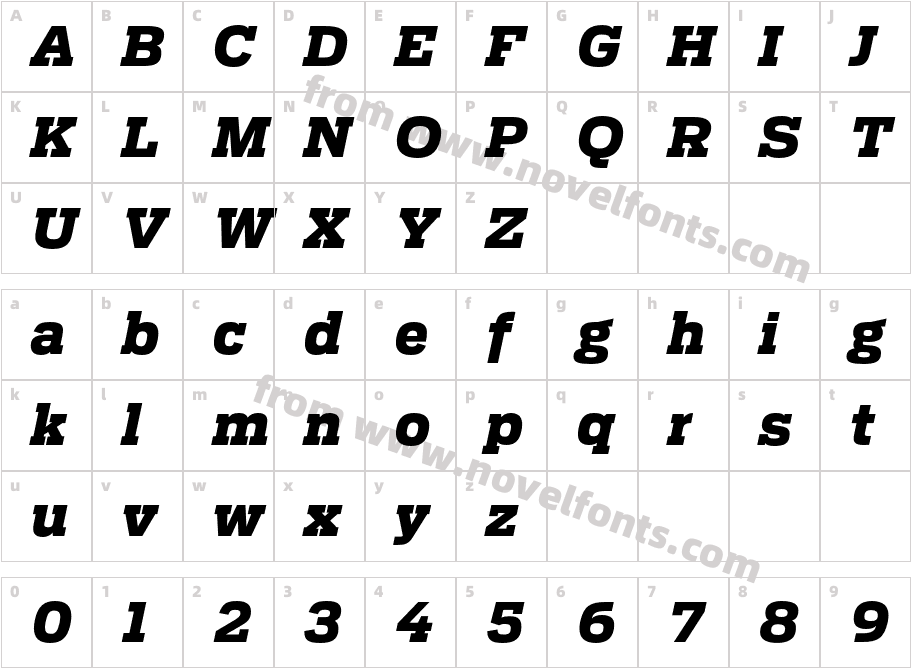 Antenna Serif Black ItalicCharacter Map