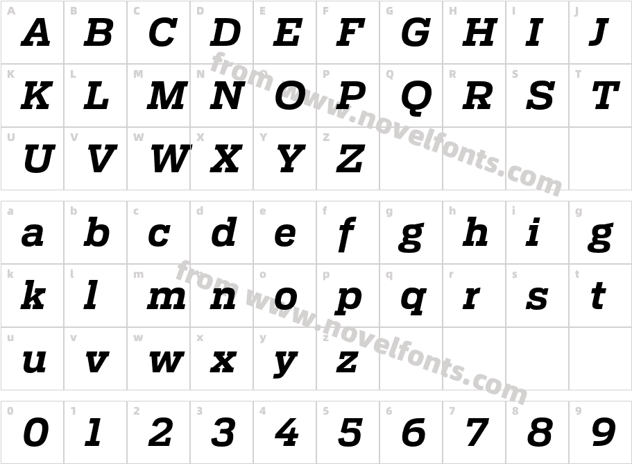 Antenna Serif Bold ItalicCharacter Map