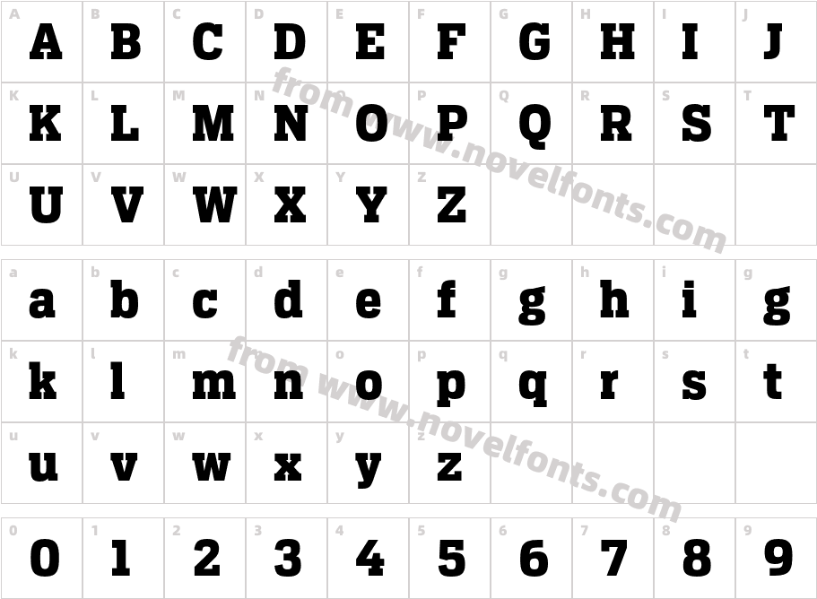 Antenna Serif Condensed BlackCharacter Map