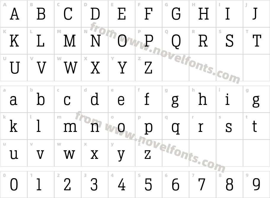 Antenna Serif Condensed LightCharacter Map