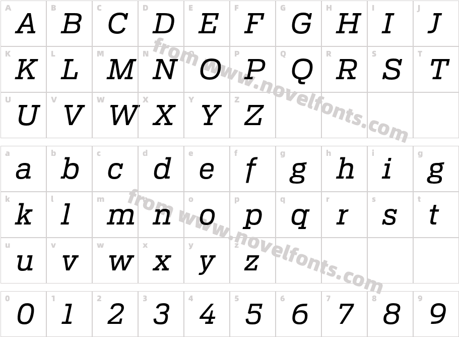 Antenna Serif ItalicCharacter Map