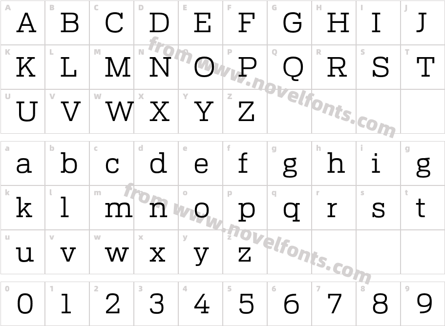 Antenna Serif LightCharacter Map