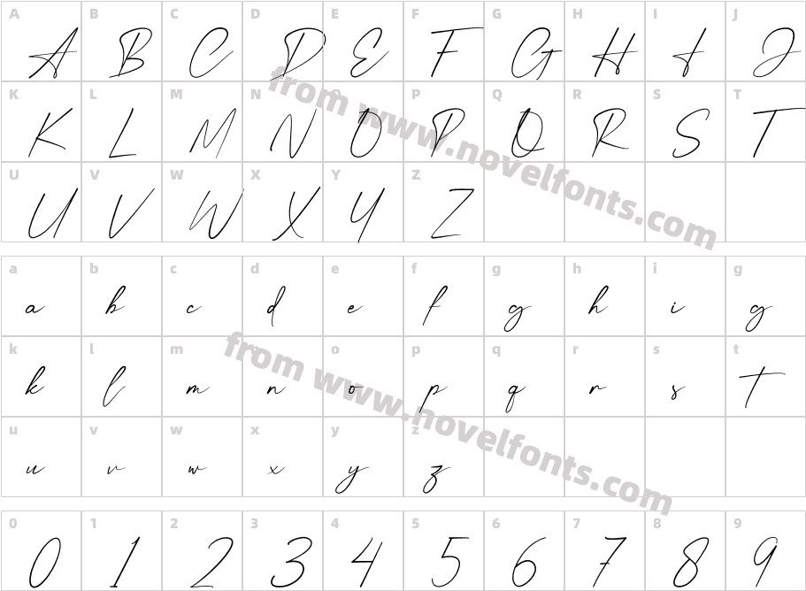 Anthonio Script RegularCharacter Map