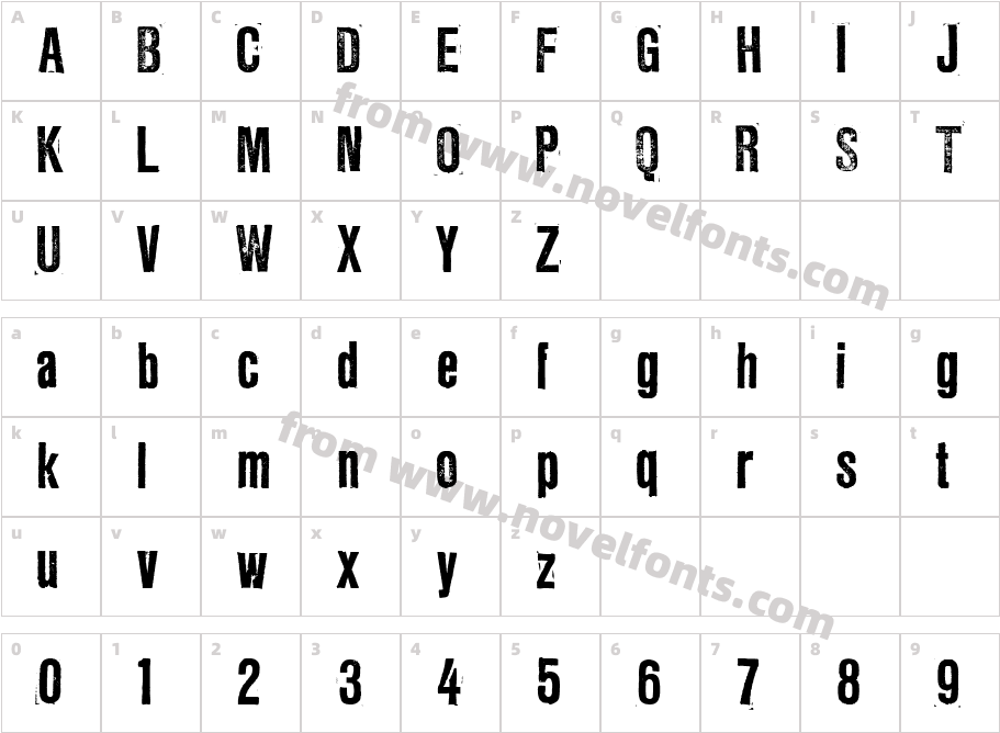 LLRubberGrotesqueOTFCharacter Map