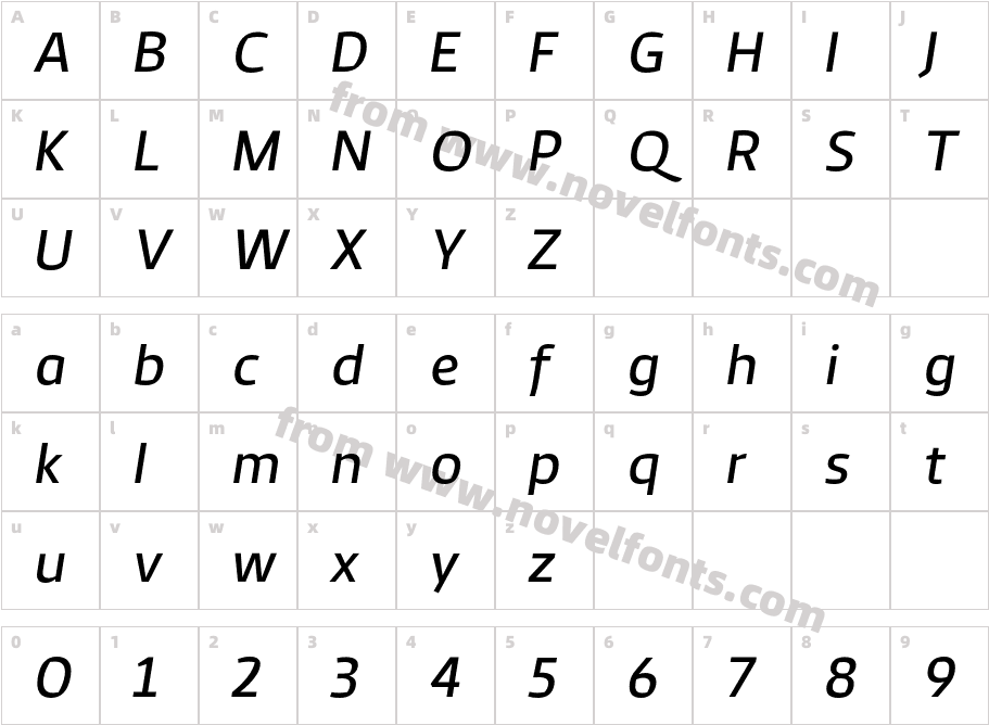 Antipod Regular italicCharacter Map